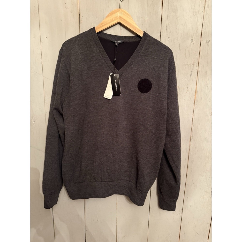 Turtleson Lined Extra Fine Merino Wool‎ Grey V-neck Sweater Men Sz-S NWT's 275$